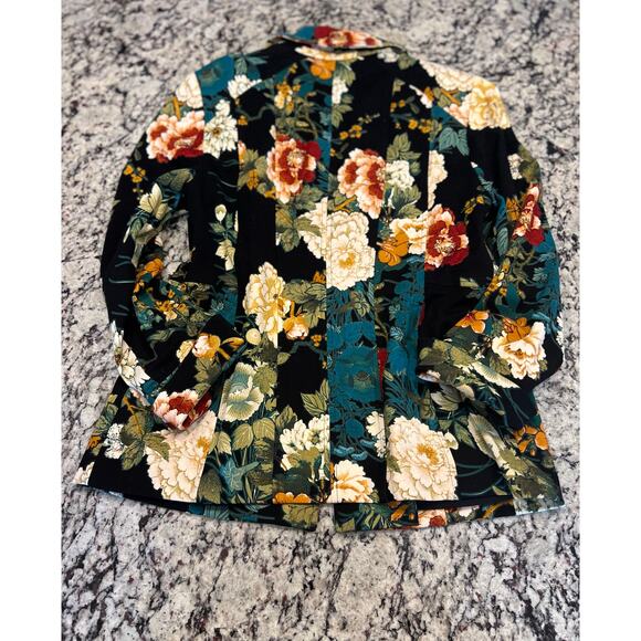 Chico’s floral ponte jacket size 1 with pockets blazer coat - Picture 12 of 15